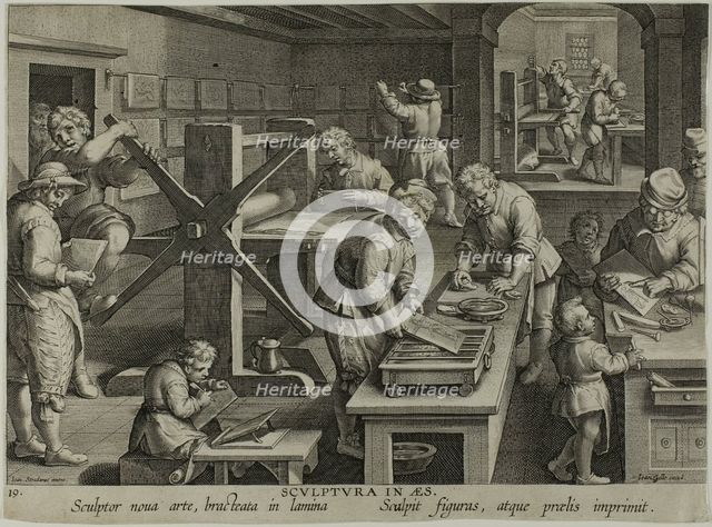 The Invention of Copper Engraving, c. 1591. Creator: Theodoor Galle.
