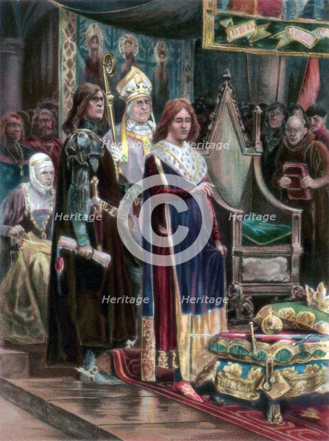 The investiture of Edward III with the Pallium, Westminster, Candlemas Day, 1327, (1902). Artist: Unknown