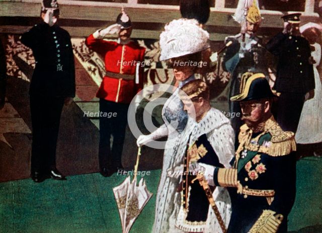 The investiture of the Prince of Wales, Carnarvon Castle, 1911-1912.Artist: Marshall Herskovitz
