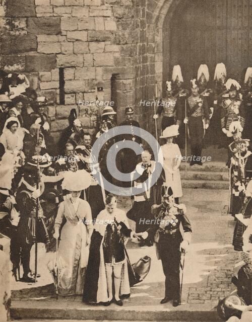 The investiture of the Prince of Wales at Caernarvon Castle, 13 July 1911 (1935). Artist: Unknown.