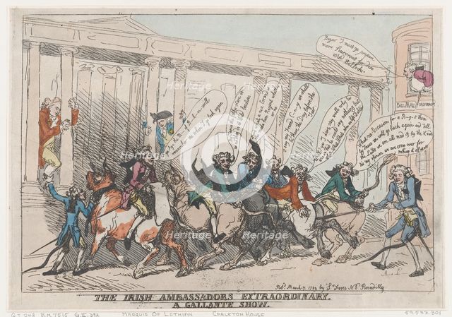 The Irish Ambassadors Extraordinary, A Gallante Show, March 7, 1789., March 7, 1789. Creator: Thomas Rowlandson.
