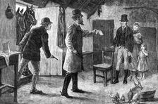 The Irish Land League Agitation: Mr. Walter Burke serving writs on his tenants, 1881. Creator: Unknown