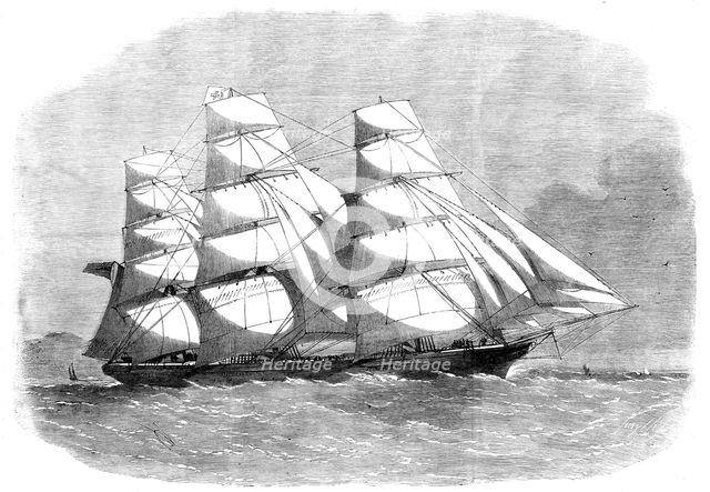 The iron clipper-ship Cornwallis, a new vessel of the Black Ball line, 1862.  Creator: Unknown.