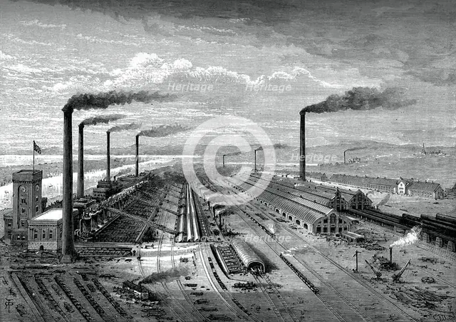 The iron and steel works at Barrow, c1880. Artist: Unknown
