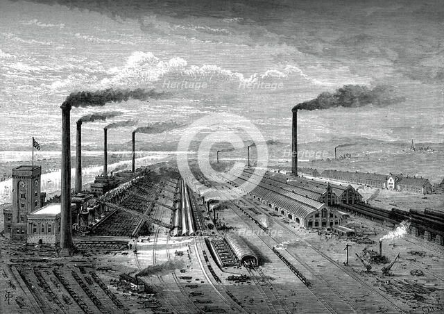 The iron and steel works at Barrow, c1880. Artist: Unknown