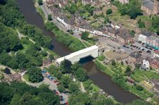The Iron Bridge undergoing restoration, Ironbridge, Shropshire, 2018. Creator: Damian Grady