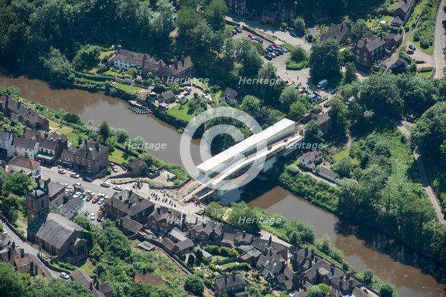 The Iron Bridge undergoing restoration, Ironbridge, Shropshire, 2018. Creator: Damian Grady.