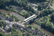 The Iron Bridge undergoing restoration, Ironbridge, Shropshire, 2018. Creator: Damian Grady