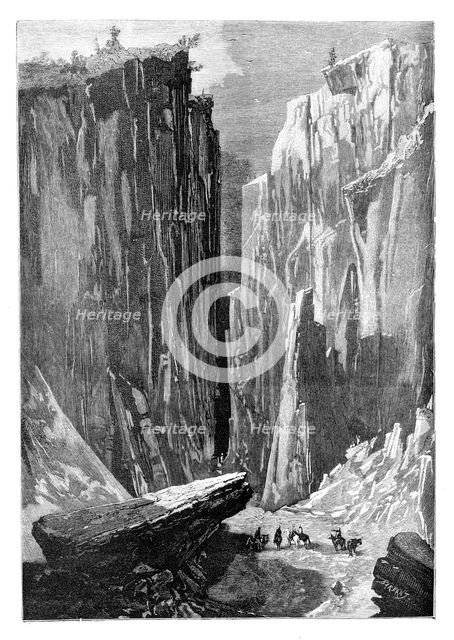 The Iron Gate defile on the Karshi-Derbent Route, Afghanistan, 1895. Artist: Unknown