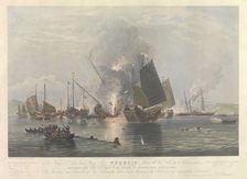The iron steam ship "Nemesis" destroying the Chinese War Junks in Anson's Bay, 7 January 1841, 1843. Creator: Duncan; Edward (1803-1882)