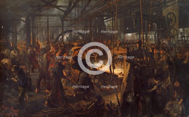 The Iron Rolling Mill (Modern Cyclopes), 1873-1875. Artist: Menzel, Adolph Friedrich, von (1815-1905)