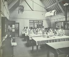The ironing room, Battersea Polytechnic, London, 1907
