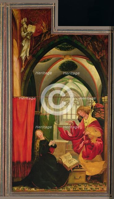 The Isenheim Altarpiece. Left wing: Annunciation. Artist: Grünewald, Matthias (ca 1470-1528)