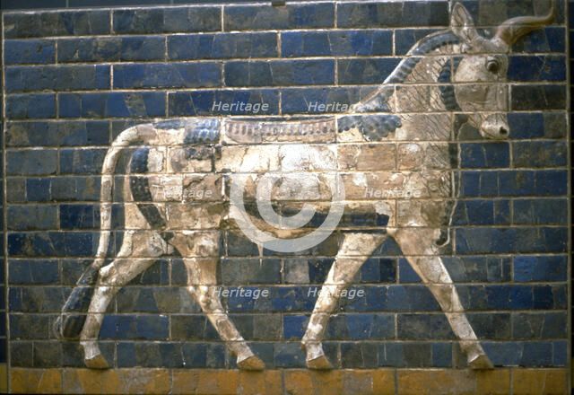 The Ishtar Gate, Babylon. Relief of bull, 6th century BC. Artist: Assyrian Art  