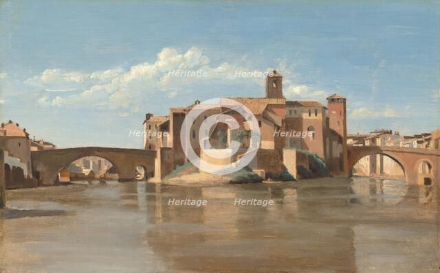The Island and Bridge of San Bartolomeo, Rome, 1825/1828. Creator: Jean-Baptiste-Camille Corot.
