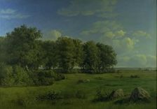 The Island of Brandso with Wedellsborg Forest, Funen, in the Distance, 1843. Creator: Dankvart Dreyer