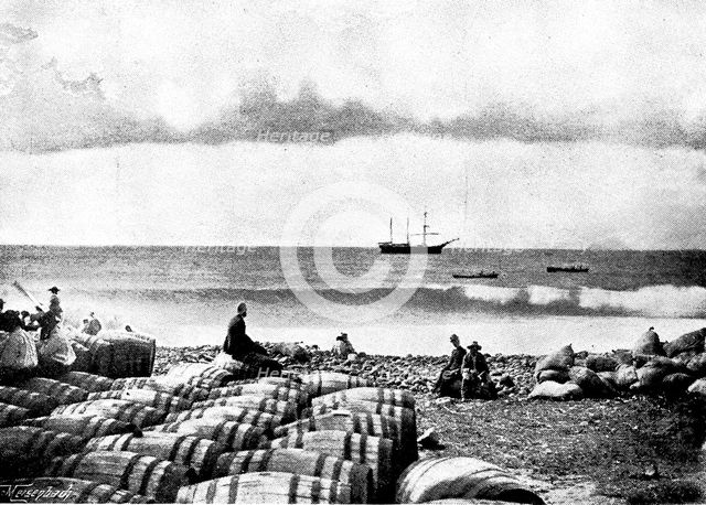 The Island of Montserrat (West Indies) - barquentine "Hilda" loading lime juice, 1895. Creator: Unknown.