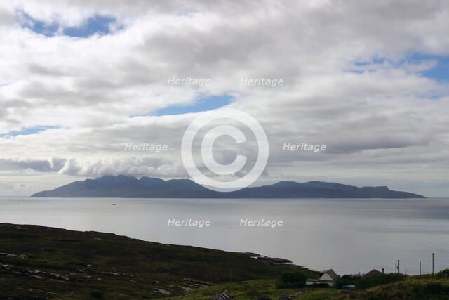 The island of Rum from Skye, Highland, Scotland.