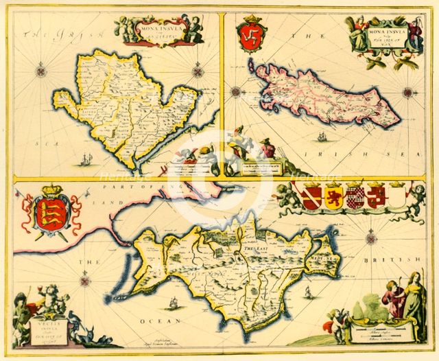 'The Isle of Anglesey, The Isle of Man and the Isle of Wight', 1650, (1946).  Creator: Unknown.