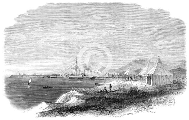 The Isle of Mussowah, in the Red Sea, the head-quarters of the Abyssinian Relief Mission, 1865. Creator: Unknown.