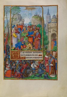 The Israelites Collecting Manna from Heaven; Spinola Hours, about 1510-1520. Creator: Master of James IV of Scotland