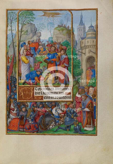 The Israelites Collecting Manna from Heaven; Spinola Hours, about 1510-1520. Creator: Master of James IV of Scotland.
