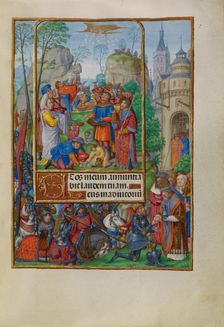 The Israelites Collecting Manna from Heaven; Spinola Hours, about 1510-1520. Creator: Master of James IV of Scotland