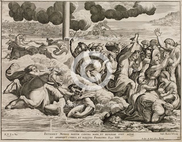The Israelites crossing of the Red Sea (after fresco by Raphael). Creator: Fantetti, Cesare (1660-1740).