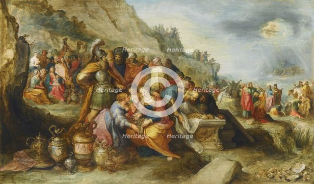 The Israelites, after crossing the Red Sea, at the tomb of the patriarch Joseph, 1630. Artist: Francken, Frans, the Younger (1581-1642)