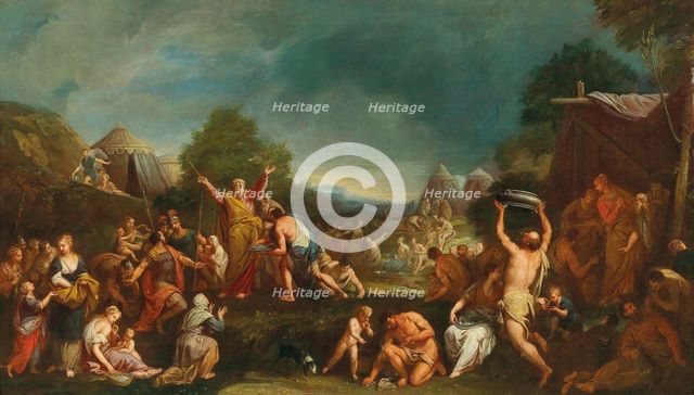 The Israelites gathering Manna. Creator: Lazzarini, Gregorio (1655-1730).