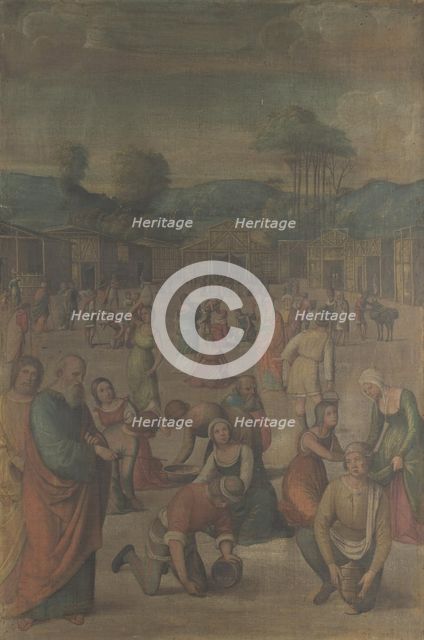 The Israelites gathering Manna (from the Story of Moses), after 1508. Artist: Costa, Lorenzo (1460-1535)