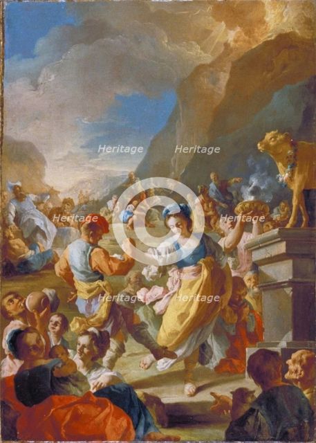 The Israelites Worshiping The Golden Calf, c1758. Creator: Lorenzo de Caro.