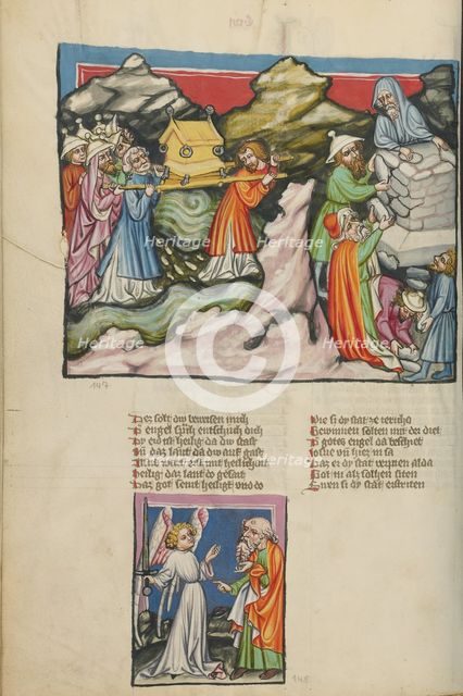 The Israelites with the Ark of the Covenant in the River Jordan: The Erection of..., about 1400-10. Creator: Unknown.