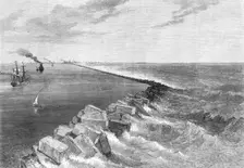 The Isthmus of Suez Maritime Canal: breakwater at Port Said, and Mediterranean entrance..., 1869. Creator: Unknown