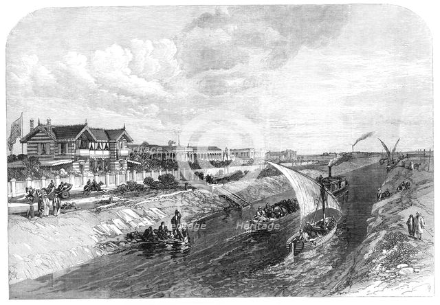 The Isthmus of Suez Maritime Canal: Ismailia and the fresh-water canal, 1869. Creator: Unknown.