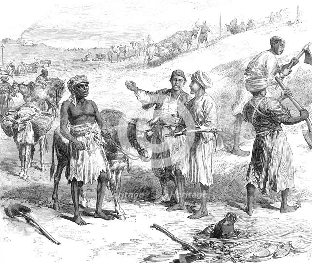 The Isthmus of Suez Maritime Canal: labourers removing earth, 1869. Creator: Unknown.