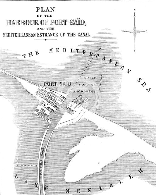 The Isthmus of Suez Maritime Canal: plan of the Harbour of Port Said, 1869. Creator: Unknown.