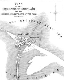 The Isthmus of Suez Maritime Canal: plan of the Harbour of Port Said, 1869. Creator: Unknown