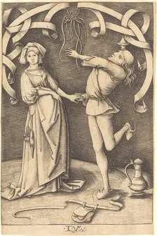The Juggler and the Woman, c. 1495/1503. Creator: Israhel van Meckenem