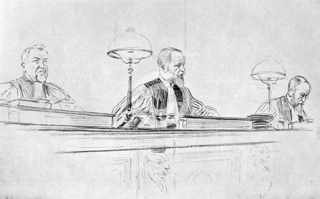 The judge, M de Valles, during the trial of Marguerite Steinheil, Paris, France, 1909. Artist: L Sabattier