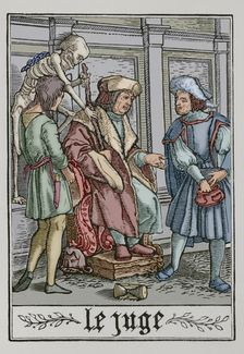 The Judge is visited by Death, 1538, (1877). Creator: Unknown