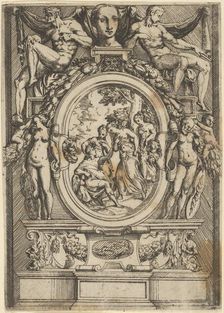 The Judgment of Paris; man seated at left reaches out to a woman who is flanked by ..., ca. 1540-80. Creator: Battista del Moro