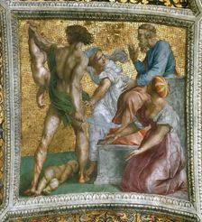 The Judgment of Solomon (Ceiling Fresco in Stanza della Segnatura), ca 1510-1511. Creator: Raphael (Raffaello Sanzio da Urbino) (1483-1520)