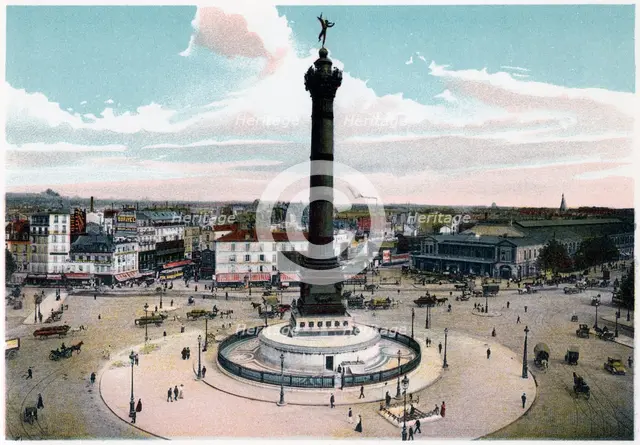 The July Column in the Place de la Bastille, Paris, c1900. Artist: Unknown