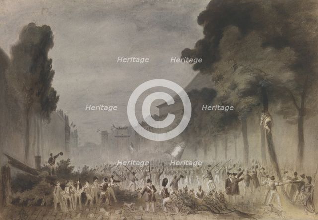The July Revolution on the Grands Boulevards of Paris, 1830. Artist: Bellangé, Hippolyte (1800-1866)