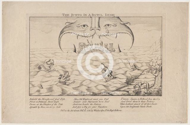 The Junto in a Bowl Dish, February 11, 1781., February 11, 1781. Creator: Anon.