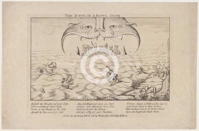 The Junto in a Bowl Dish, February 11, 1781., February 11, 1781. Creator: Anon.