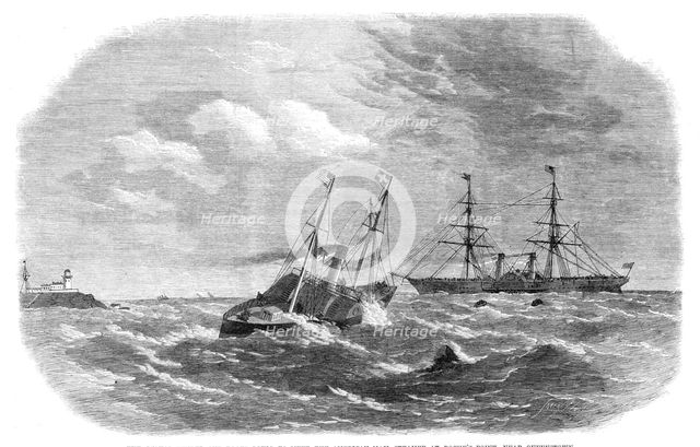 The Jackal tender and boats going to meet the American mail steamer at Roche’s Point..., 1864. Creator: Smyth.