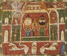 The Jagannatha Trio in the shrine at Puri, 1931 or 1932