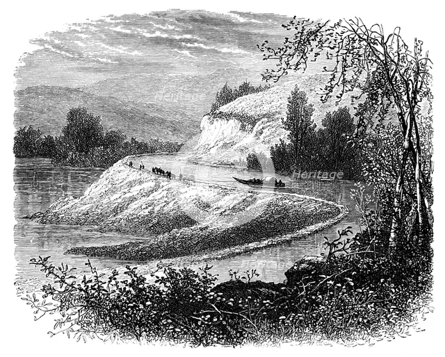 The James River and countryside near Richmond, Virginia, USA, 19th century. Artist: Unknown